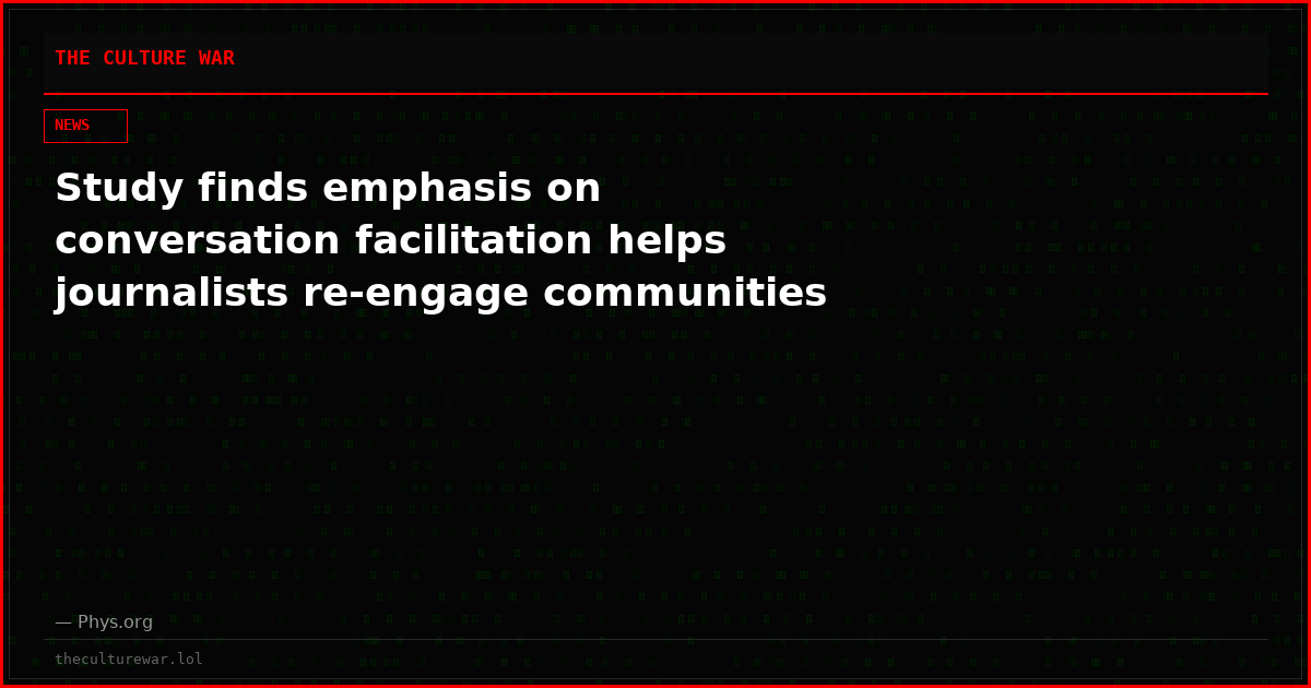 Study finds emphasis on conversation facilitation helps journalists re-engage communities