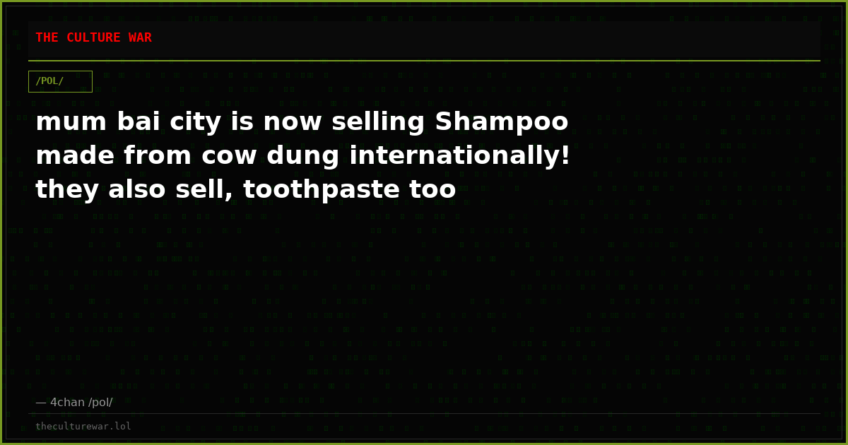 mum bai city is now selling Shampoo made from cow dung internationally! they also sell, toothpaste too