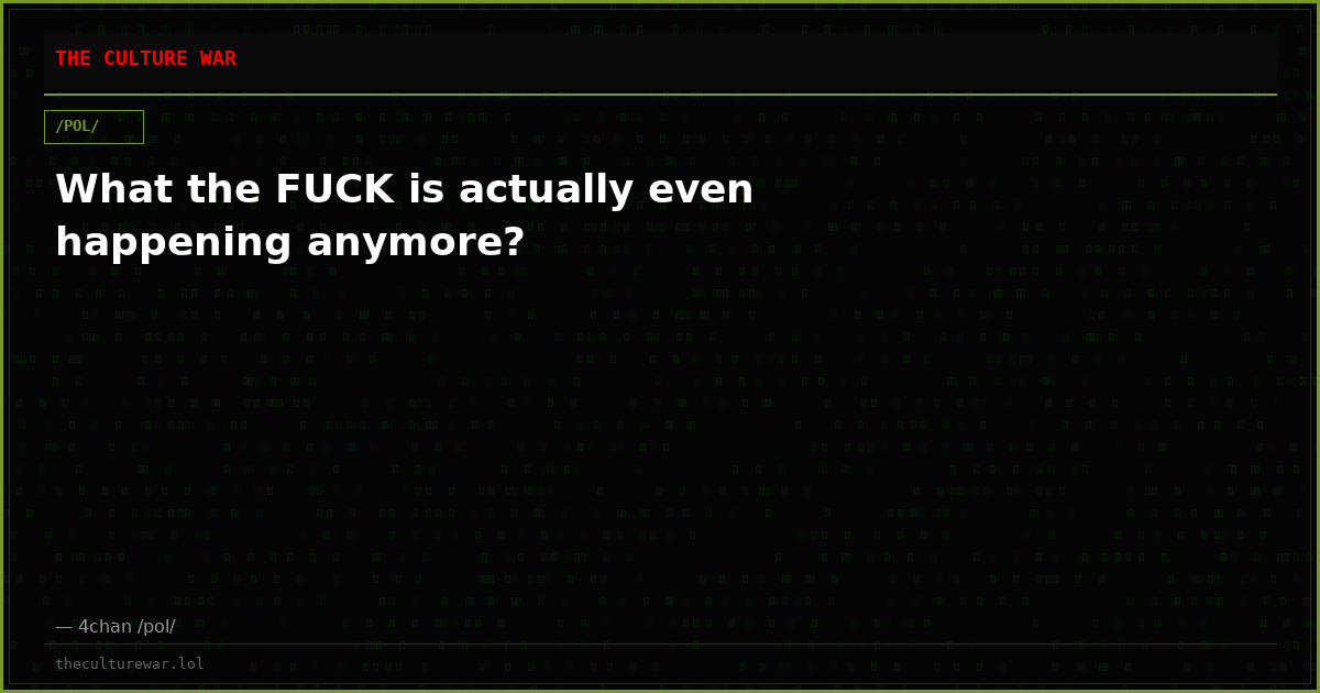 What the FUCK is actually even happening anymore?