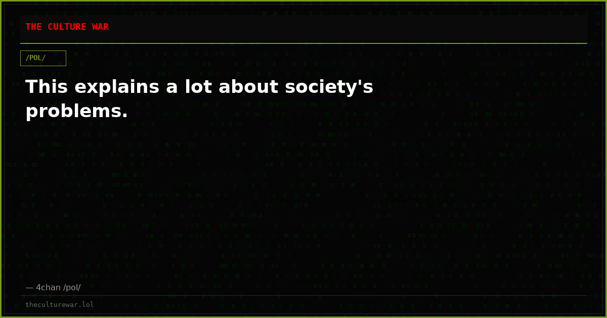 This explains a lot about society's problems.
