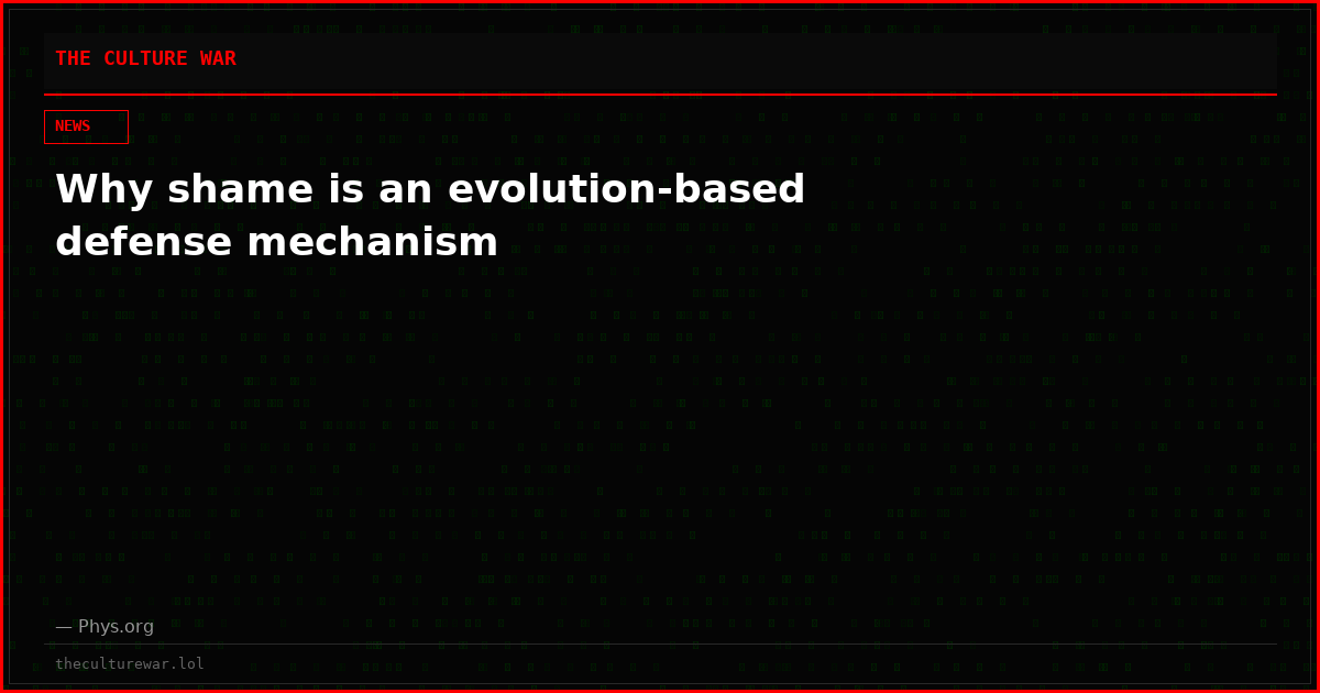 Why shame is an evolution-based defense mechanism