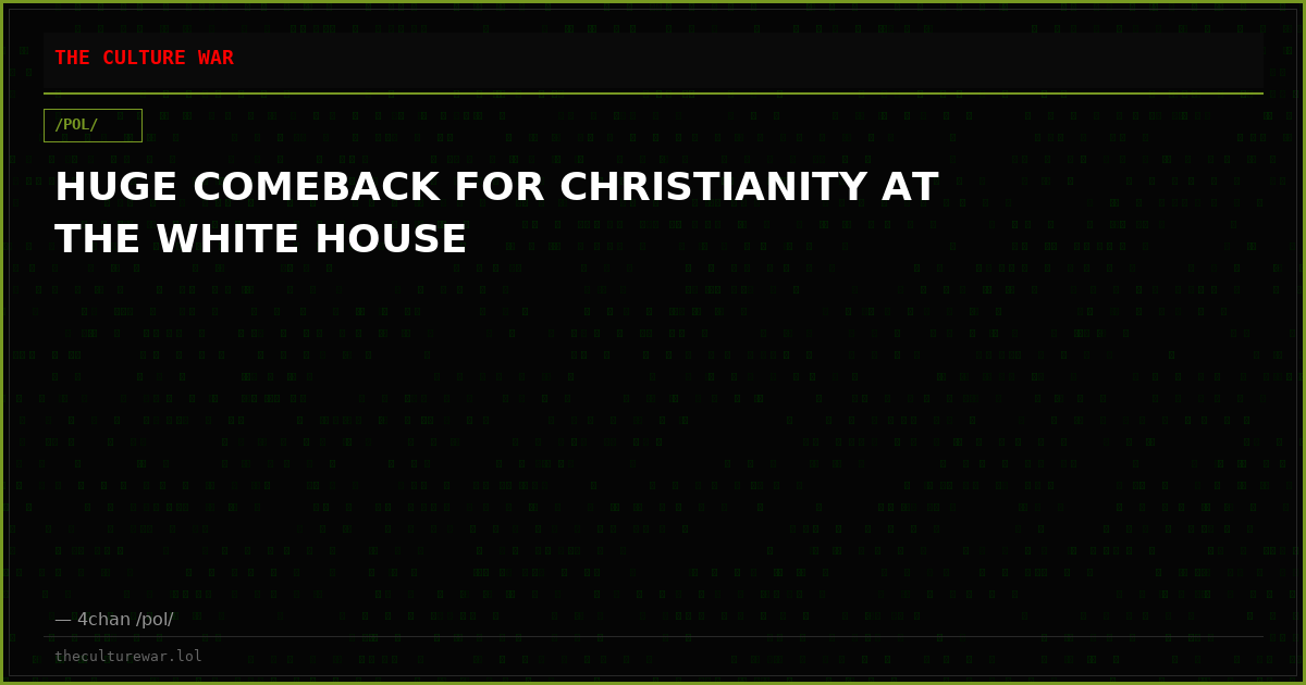 HUGE COMEBACK FOR CHRISTIANITY AT THE WHITE HOUSE