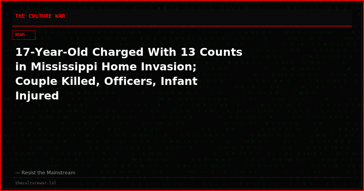 17-Year-Old Charged With 13 Counts in Mississippi Home Invasion; Couple Killed, Officers, Infant Injured