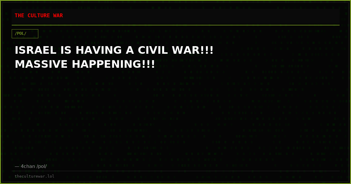 ISRAEL IS HAVING A CIVIL WAR!!! MASSIVE HAPPENING!!!