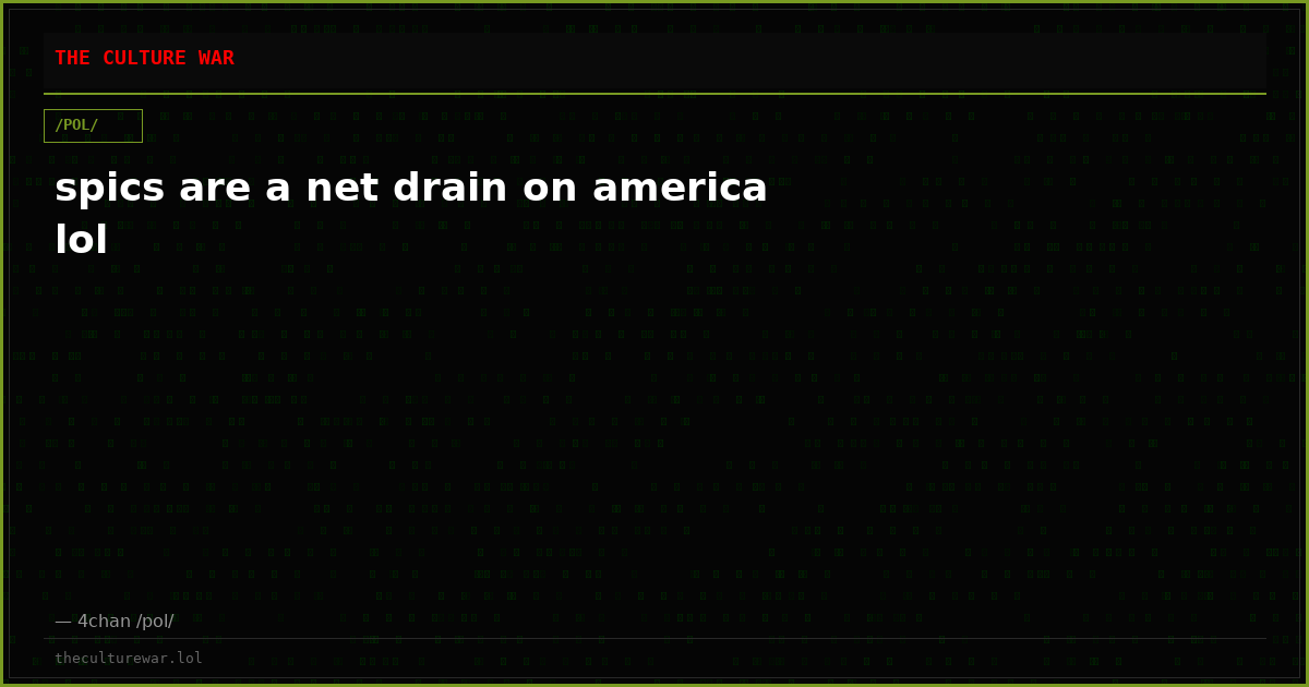 spics are a net drain on america lol
