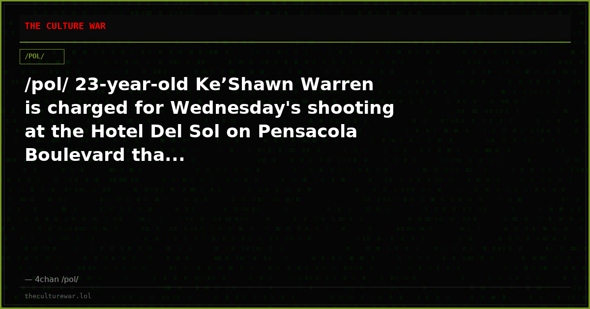 /pol/ 23-year-old Ke’Shawn Warren is charged for Wednesday's shooting at the Hotel Del Sol on Pensacola Boulevard tha...