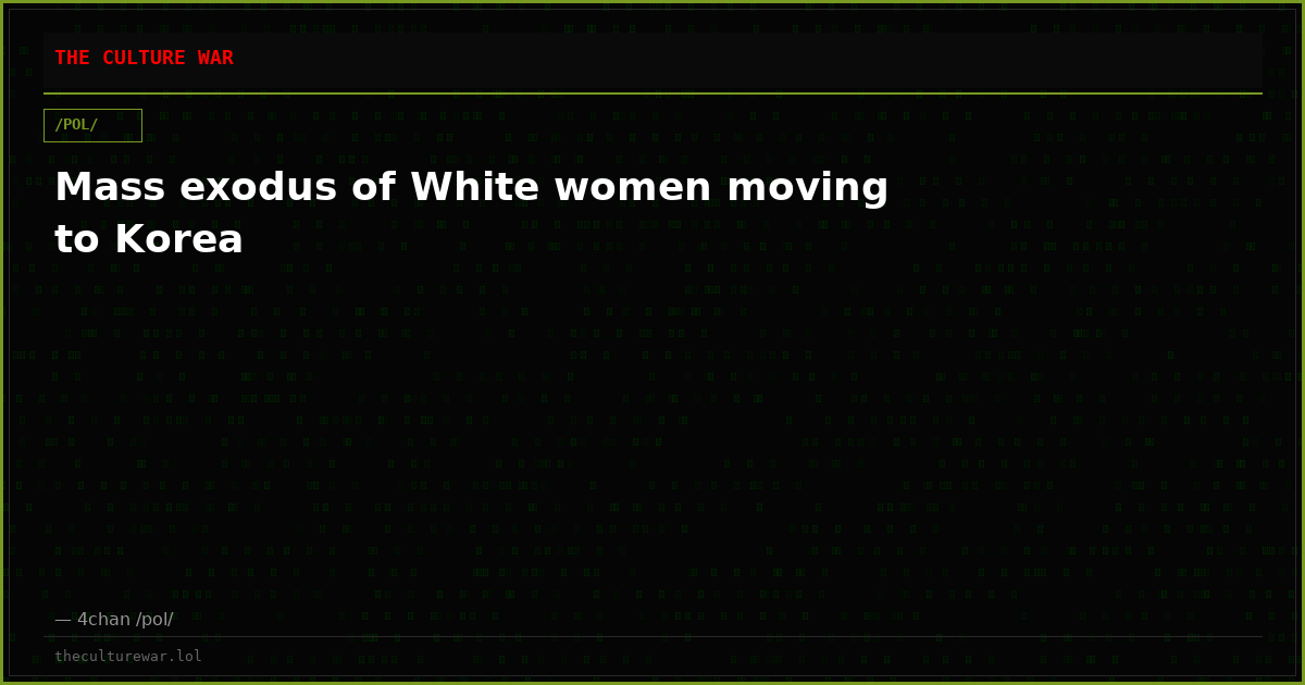 Mass exodus of White women moving to Korea