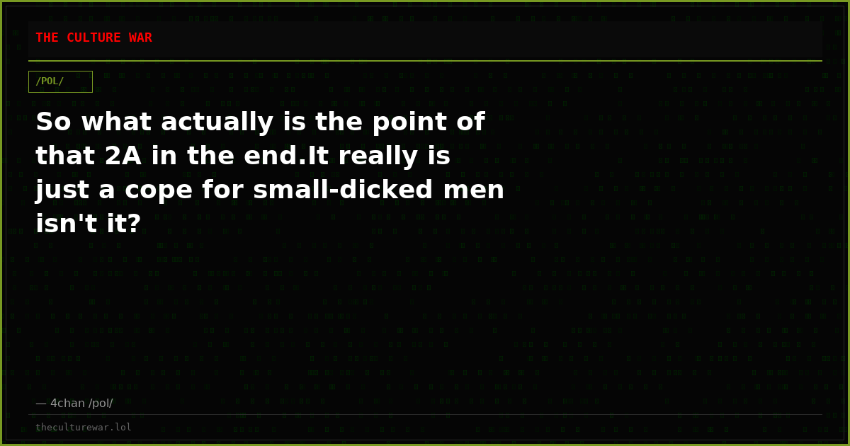So what actually is the point of that 2A in the end.It really is just a cope for small-dicked men isn't it?