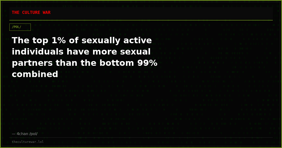 The top 1% of sexually active individuals have more sexual partners than the bottom 99% combined