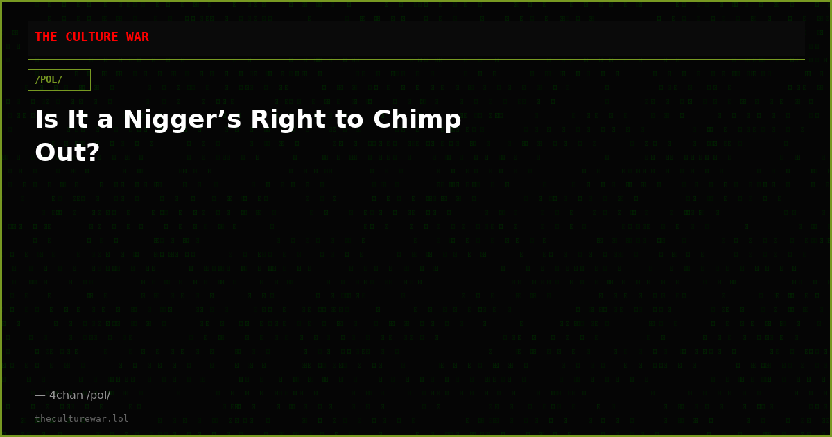 Is It a Nigger’s Right to Chimp Out?