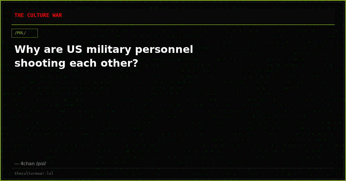 Why are US military personnel shooting each other?