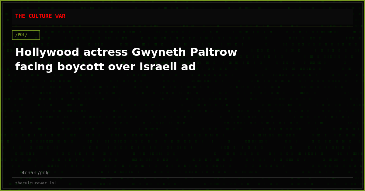 Hollywood actress Gwyneth Paltrow facing boycott over Israeli ad
