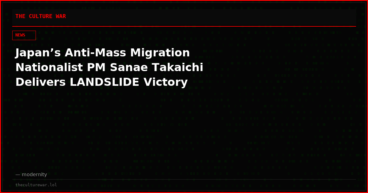 Japan’s Anti-Mass Migration Nationalist PM Sanae Takaichi Delivers LANDSLIDE Victory
