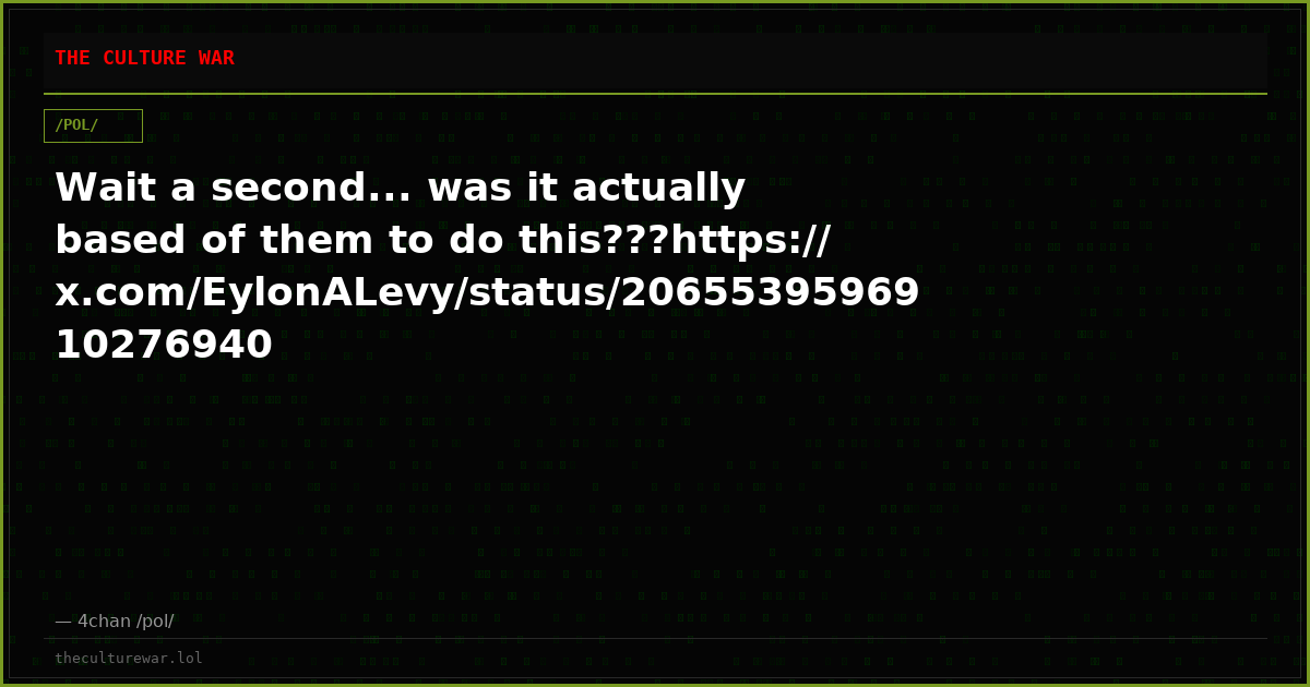 Wait a second... was it actually based of them to do this???https://x.com/EylonALevy/status/2065539596910276940