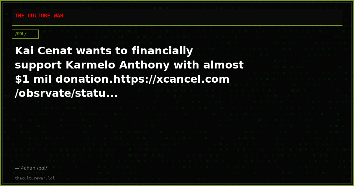 Kai Cenat wants to financially support Karmelo Anthony with almost $1 mil donation.https://xcancel.com/obsrvate/statu...