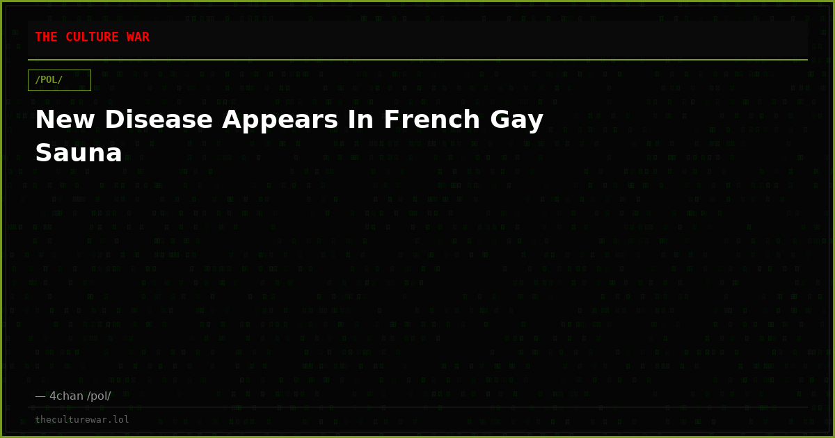 New Disease Appears In French Gay Sauna