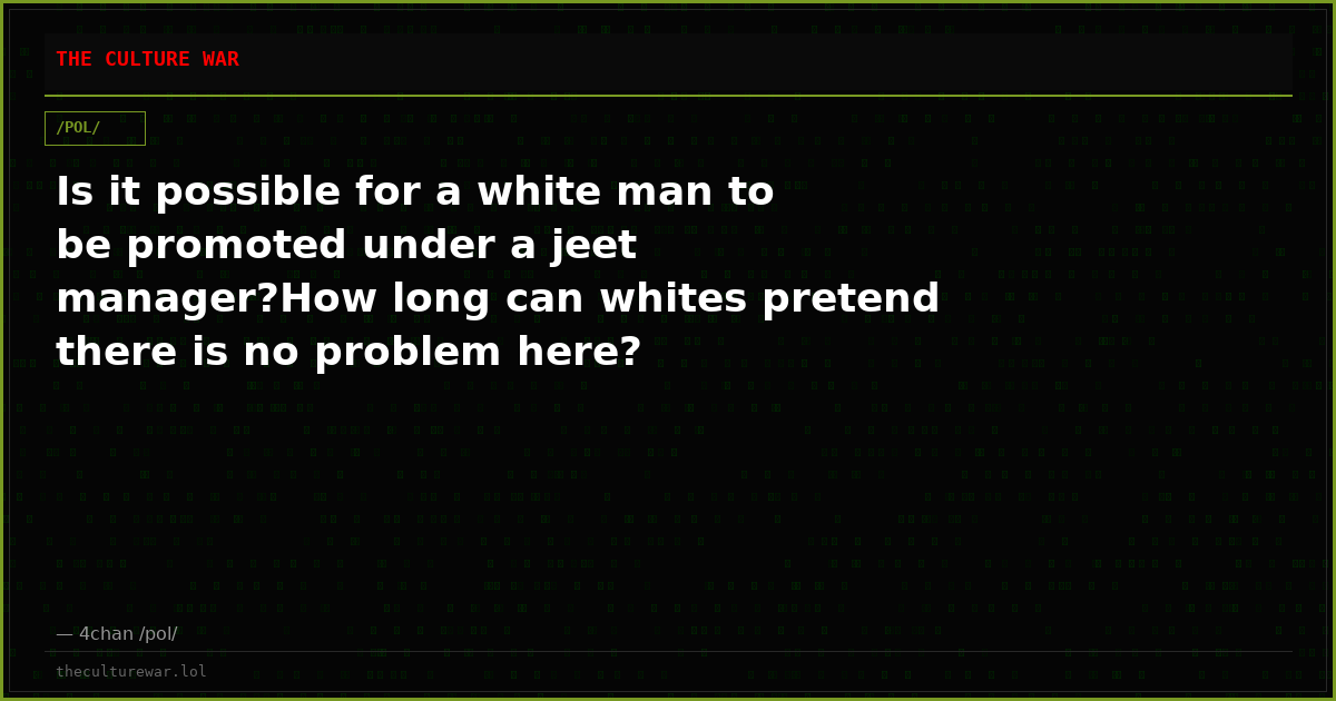 Is it possible for a white man to be promoted under a jeet manager?How long can whites pretend there is no problem here?