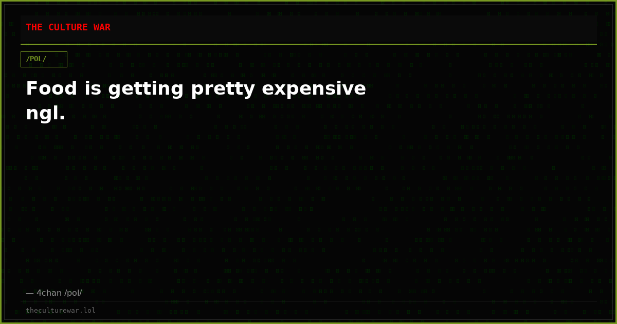 Food is getting pretty expensive ngl.