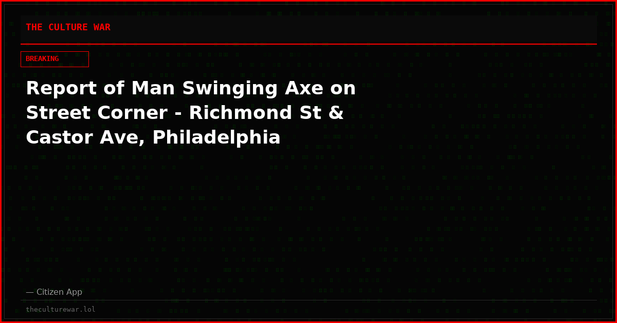 Report of Man Swinging Axe on Street Corner - Richmond St & Castor Ave, Philadelphia
