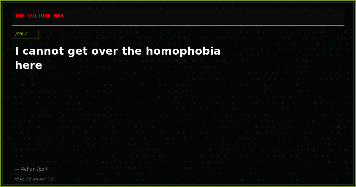 I cannot get over the homophobia here