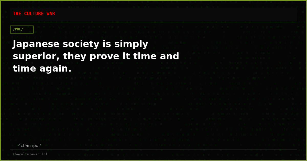 Japanese society is simply superior, they prove it time and time again.