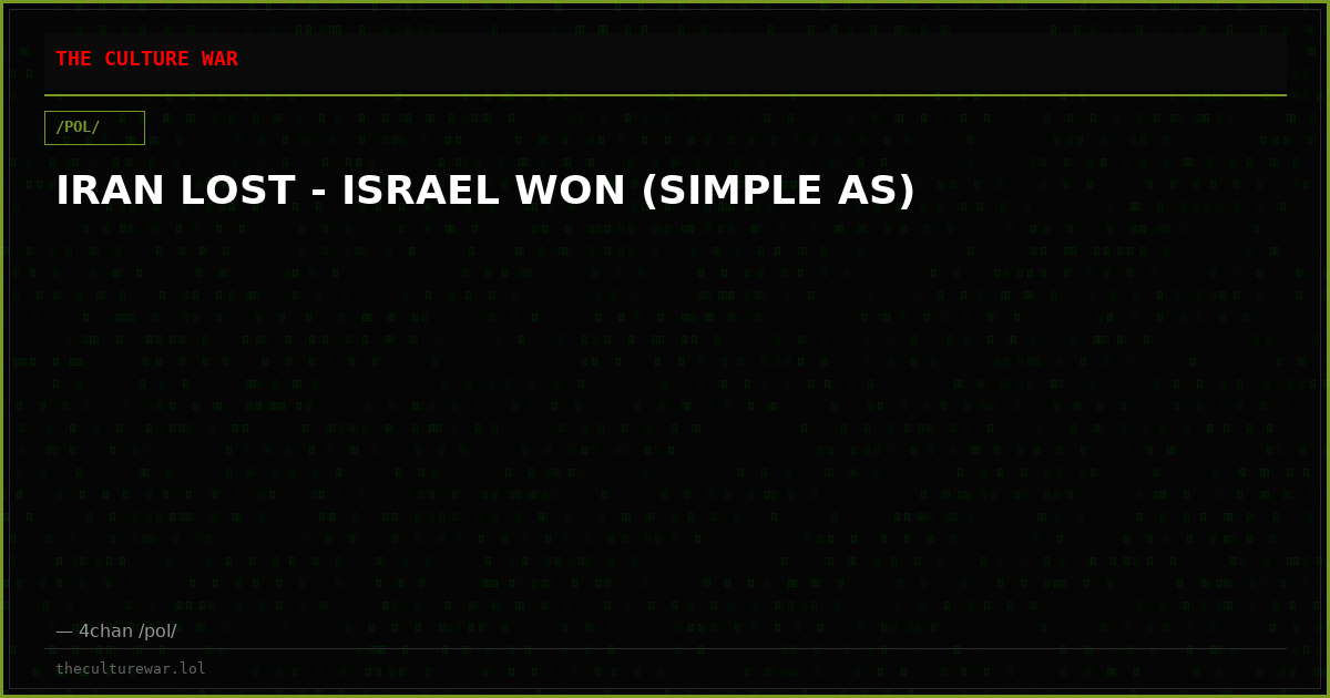 IRAN LOST - ISRAEL WON (SIMPLE AS)