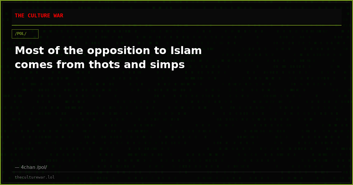 Most of the opposition to Islam comes from thots and simps