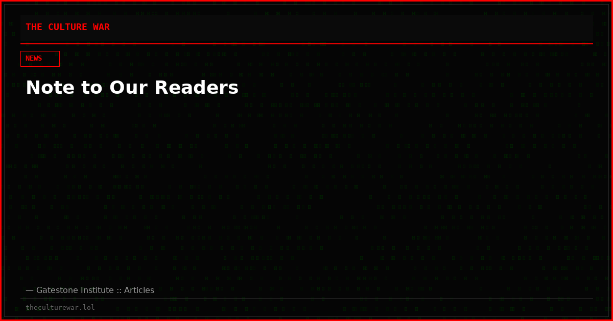 Note to Our Readers