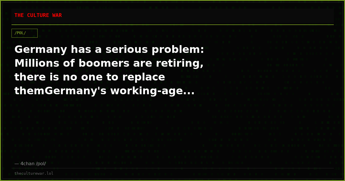 Germany has a serious problem: Millions of boomers are retiring, there is no one to replace themGermany's working-age...