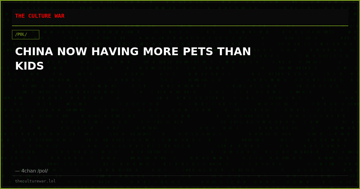 CHINA NOW HAVING MORE PETS THAN KIDS
