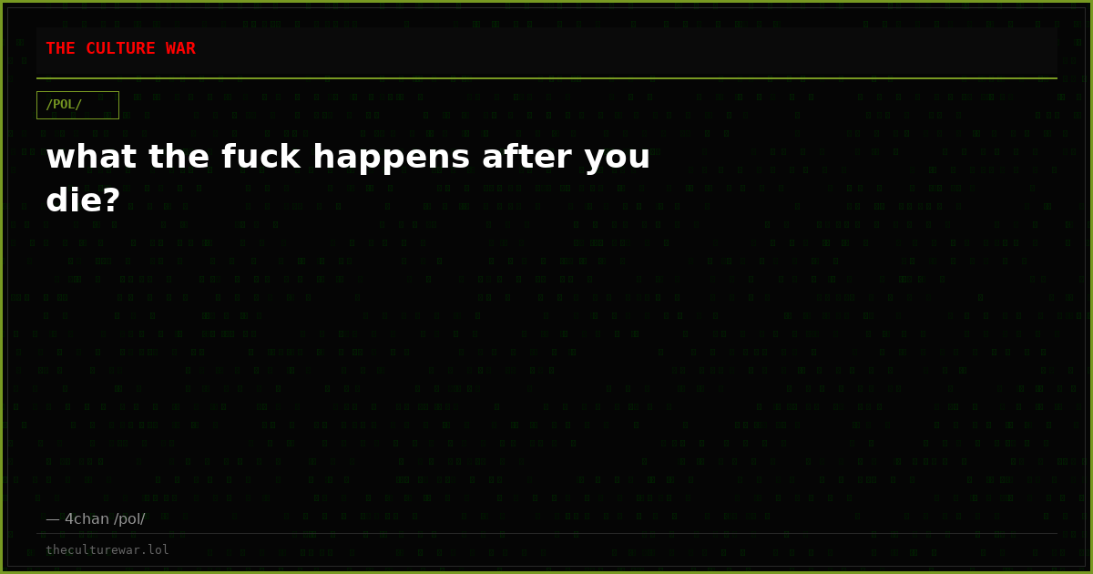 what the fuck happens after you die?