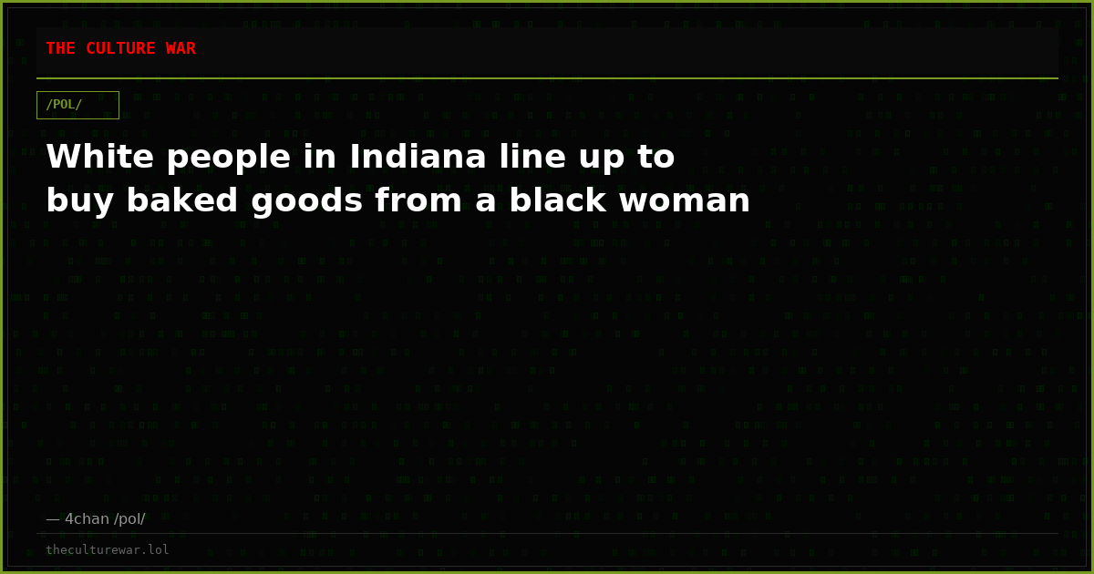 White people in Indiana line up to buy baked goods from a black woman