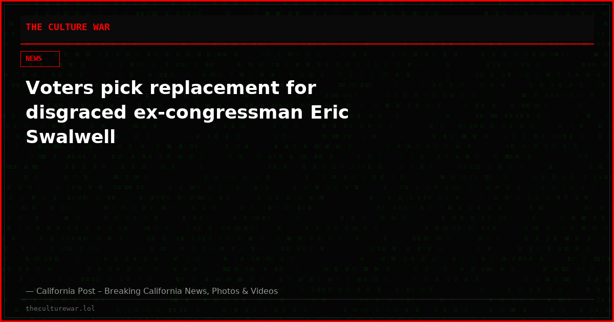 Voters pick replacement for disgraced ex-congressman Eric Swalwell