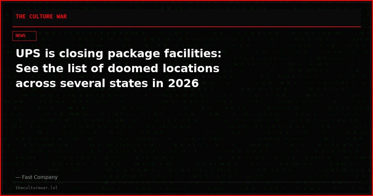UPS is closing package facilities: See the list of doomed locations across several states in 2026