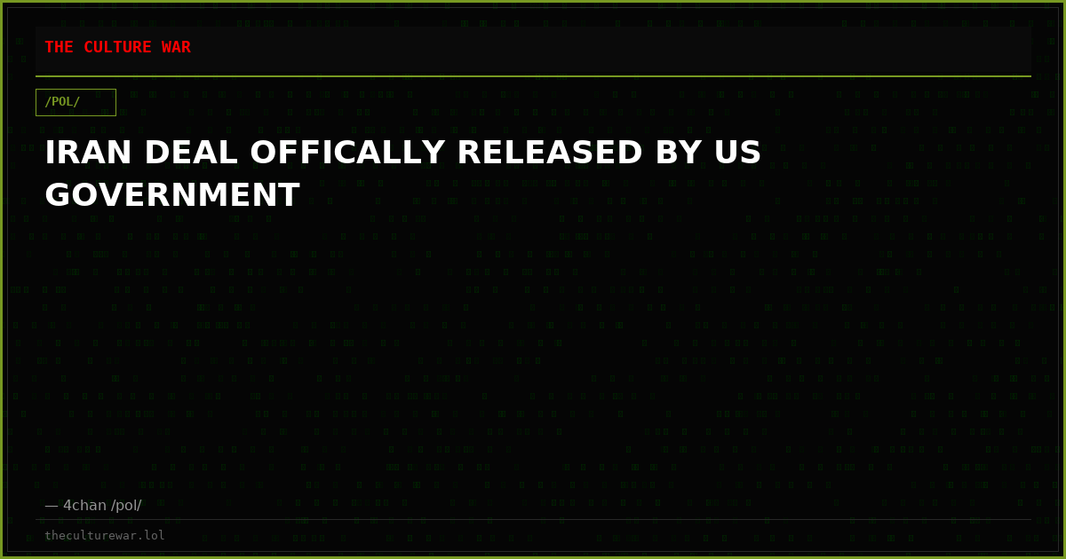 IRAN DEAL OFFICALLY RELEASED BY US GOVERNMENT