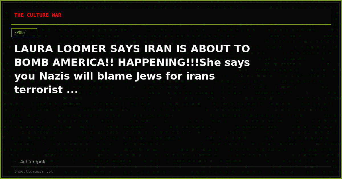 LAURA LOOMER SAYS IRAN IS ABOUT TO BOMB AMERICA!! HAPPENING!!!She says you Nazis will blame Jews for irans terrorist ...