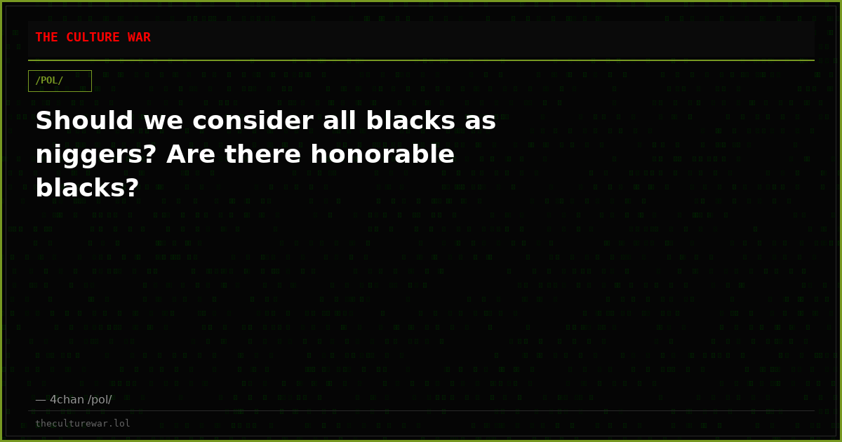 Should we consider all blacks as niggers? Are there honorable blacks?