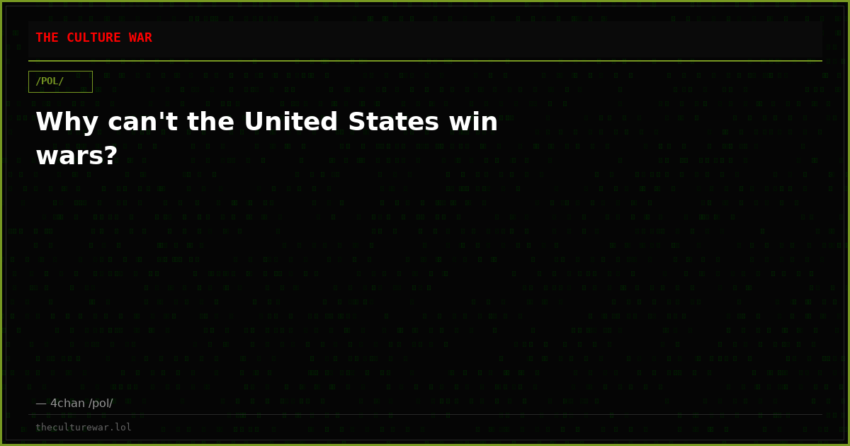 Why can't the United States win wars?