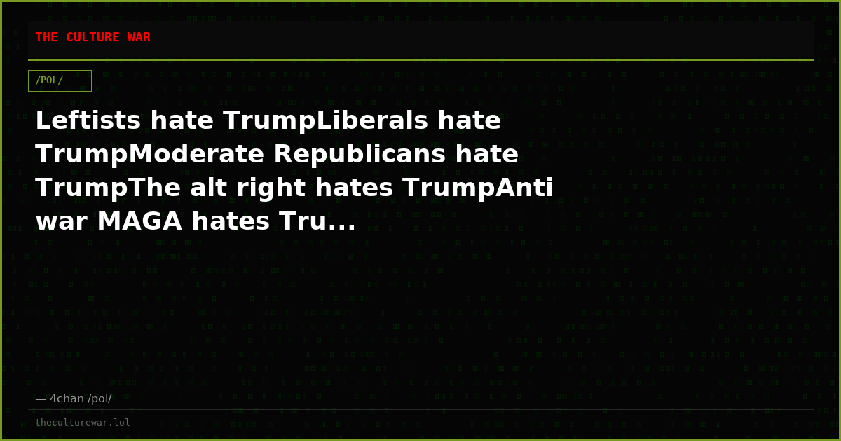Leftists hate TrumpLiberals hate TrumpModerate Republicans hate TrumpThe alt right hates TrumpAnti war MAGA hates Tru...