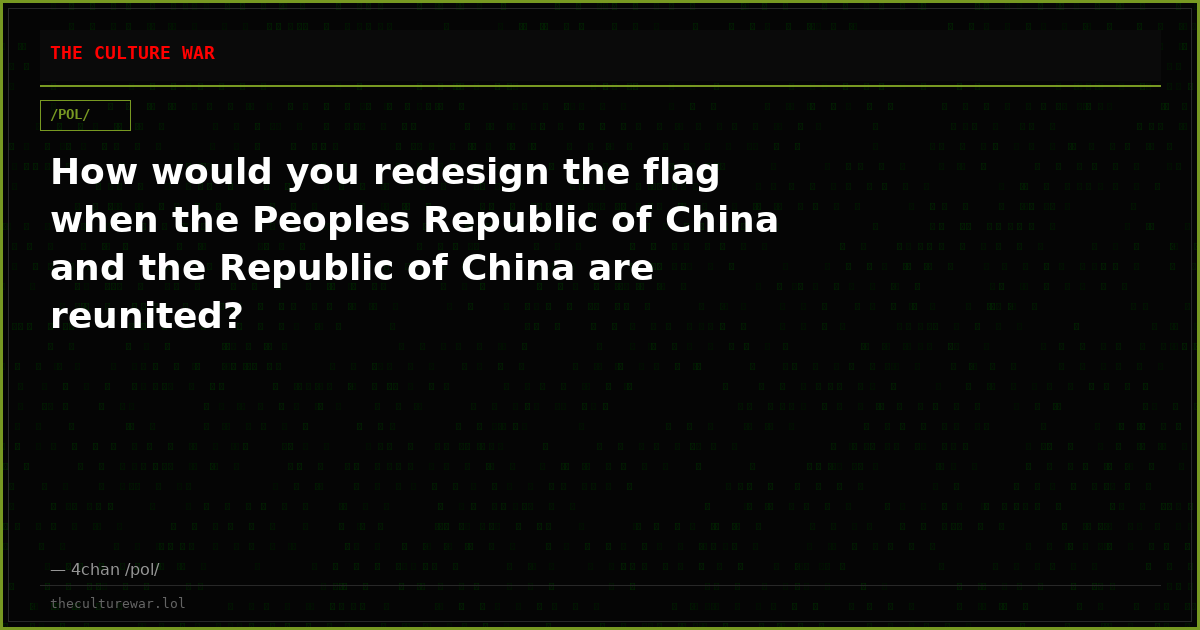 How would you redesign the flag when the Peoples Republic of China and the Republic of China are reunited?