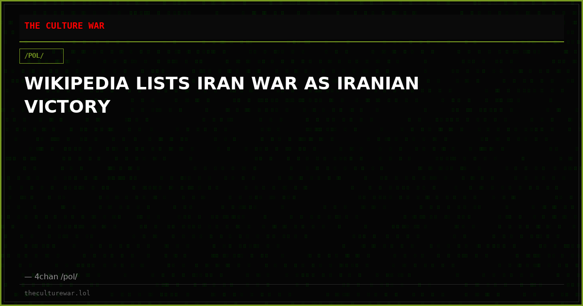 WIKIPEDIA LISTS IRAN WAR AS IRANIAN VICTORY