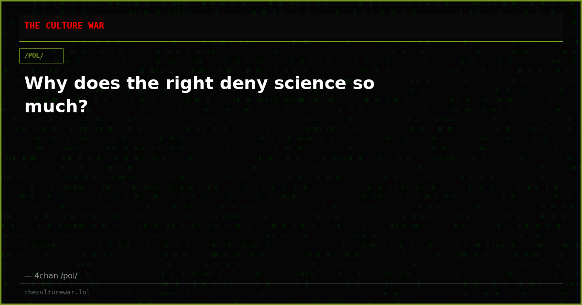 Why does the right deny science so much?