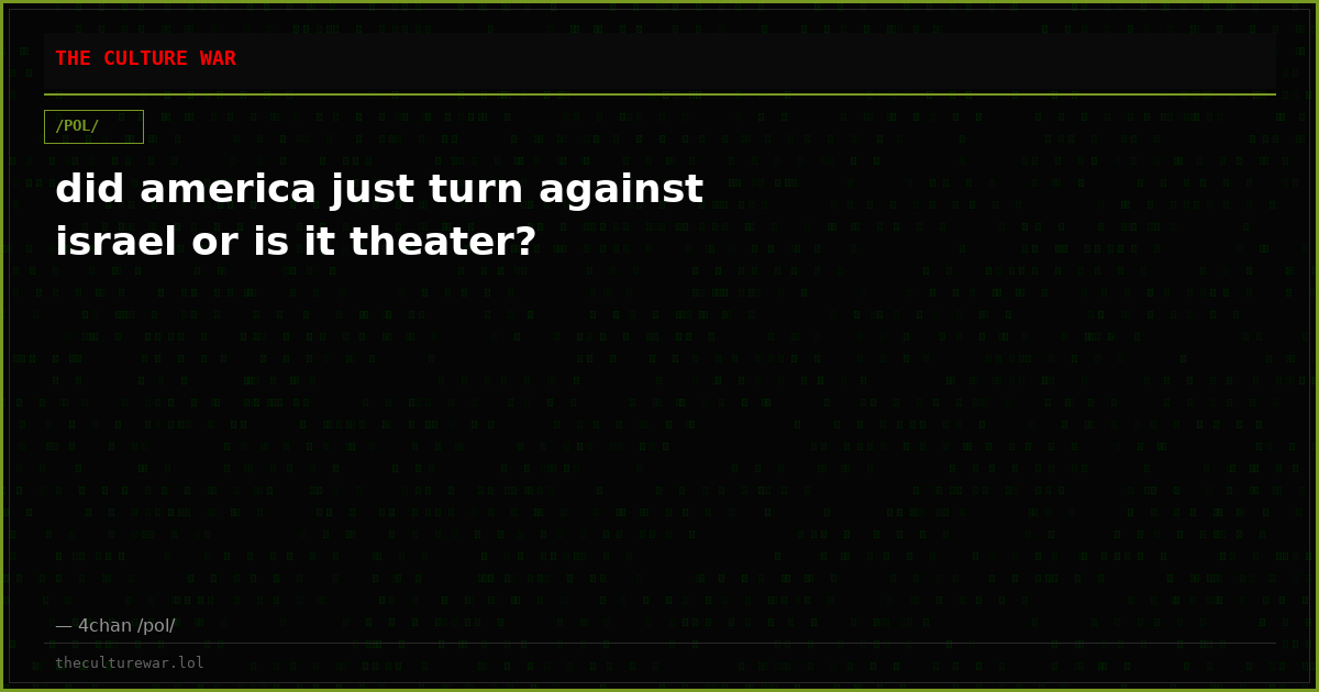 did america just turn against israel or is it theater?