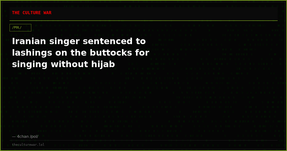 Iranian singer sentenced to lashings on the buttocks for singing without hijab