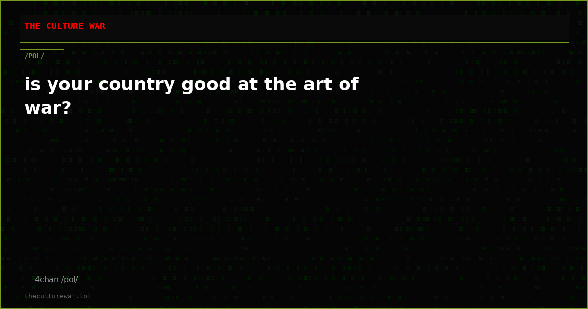is your country good at the art of war?