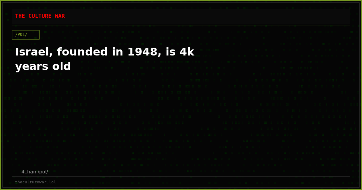 Israel, founded in 1948, is 4k years old