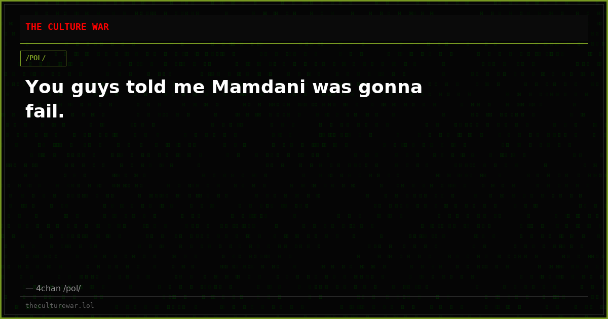 You guys told me Mamdani was gonna fail.