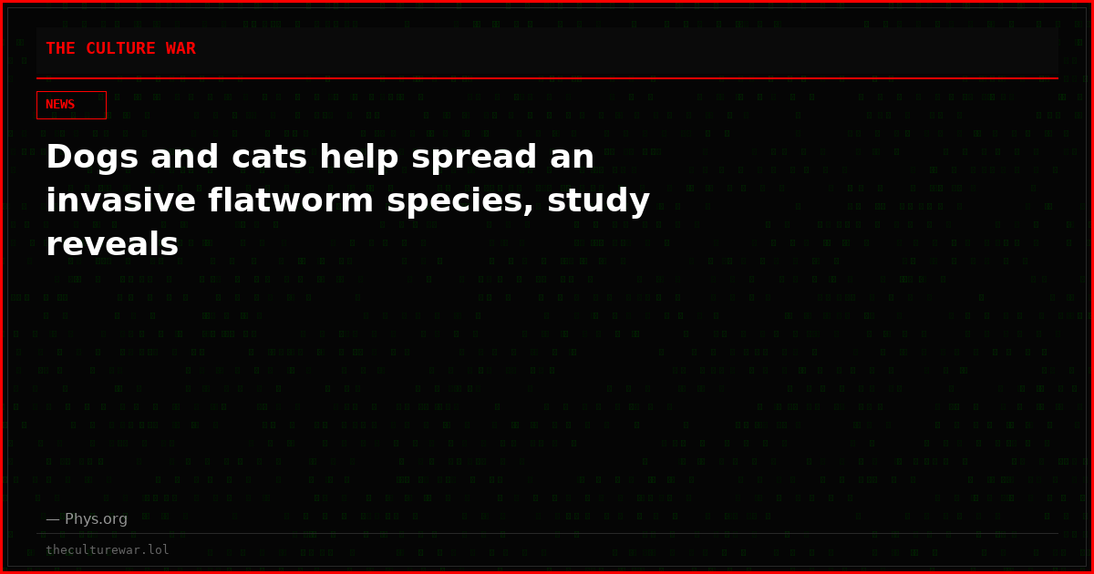 Dogs and cats help spread an invasive flatworm species, study reveals