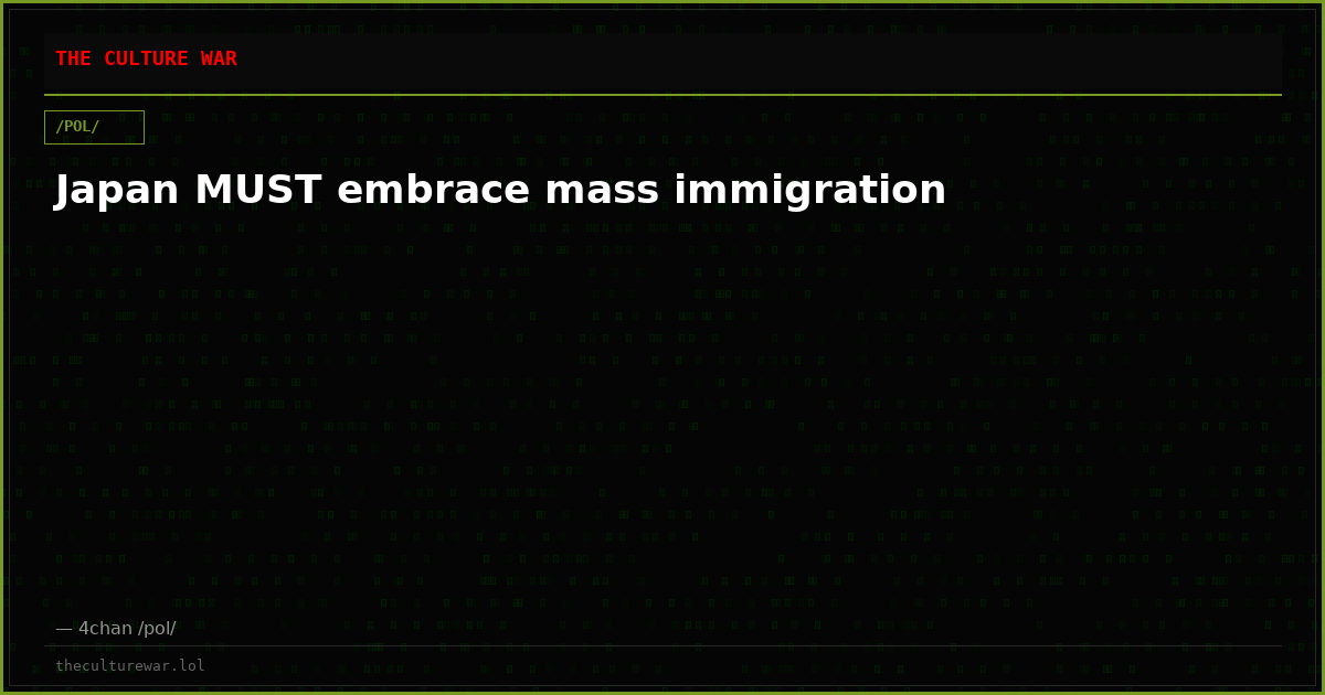 Japan MUST embrace mass immigration