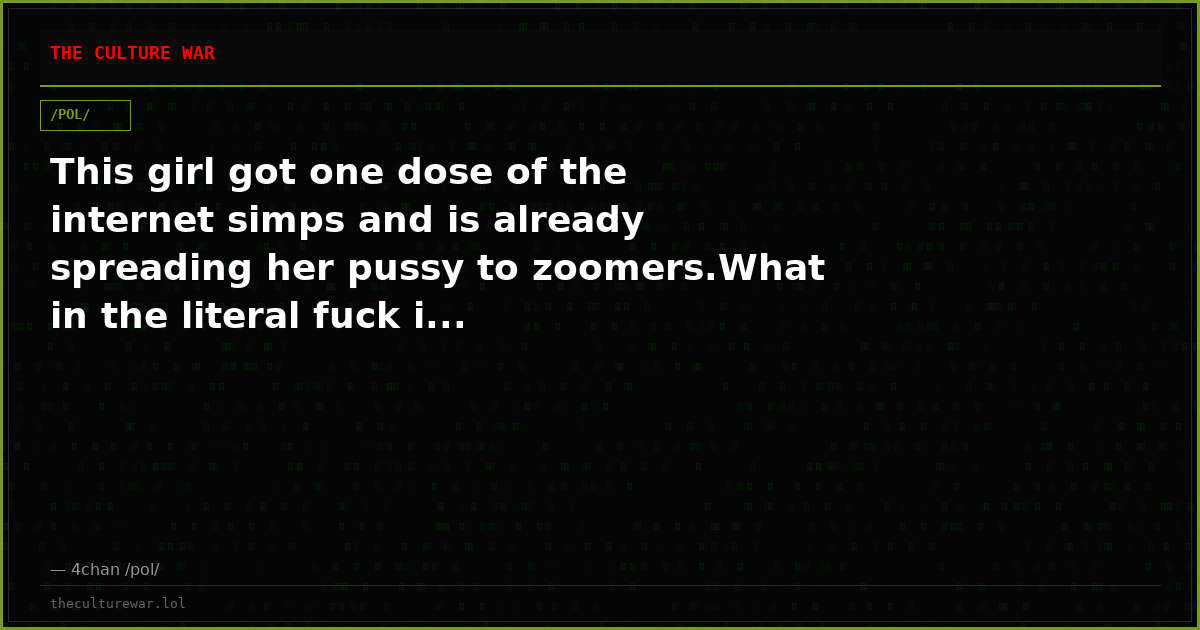 This girl got one dose of the internet simps and is already spreading her pussy to zoomers.What in the literal fuck i...